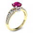 Złoty pierścionek z rubinem i brylantami - p15280zbr - 1